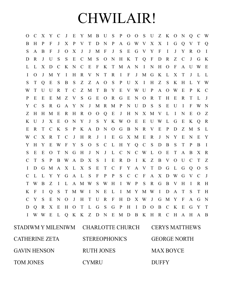 CHWILAIR! Word Search