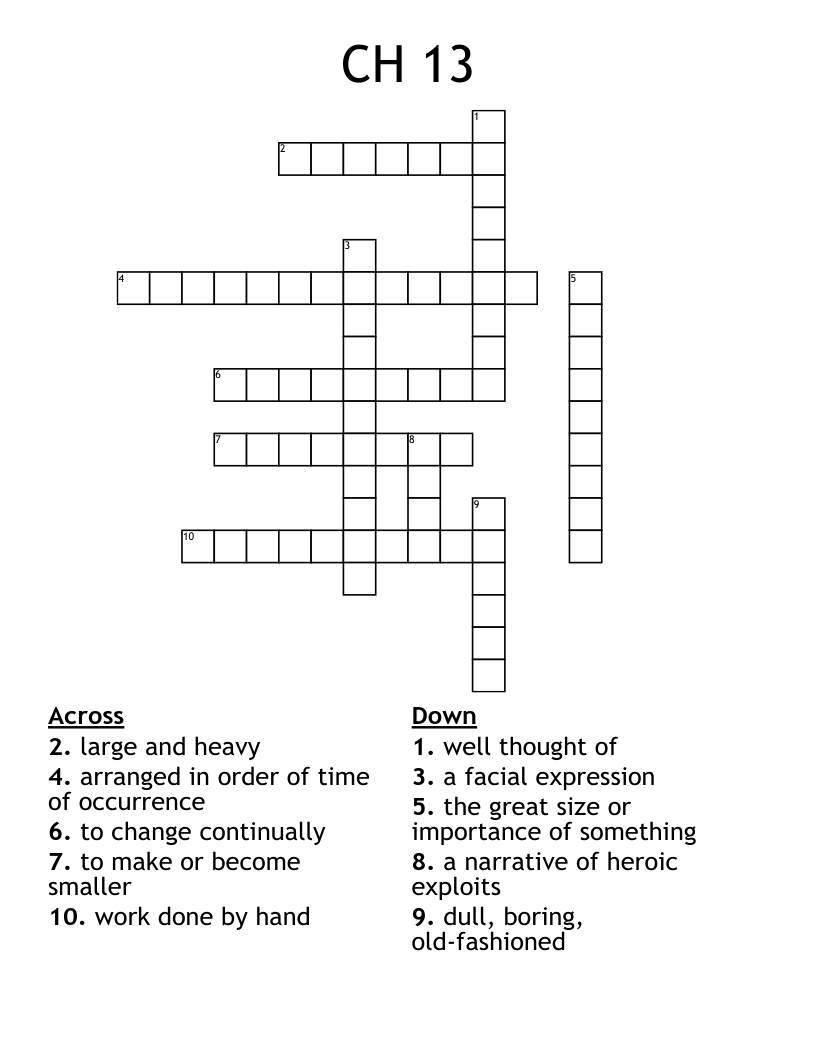 CH 13 Crossword