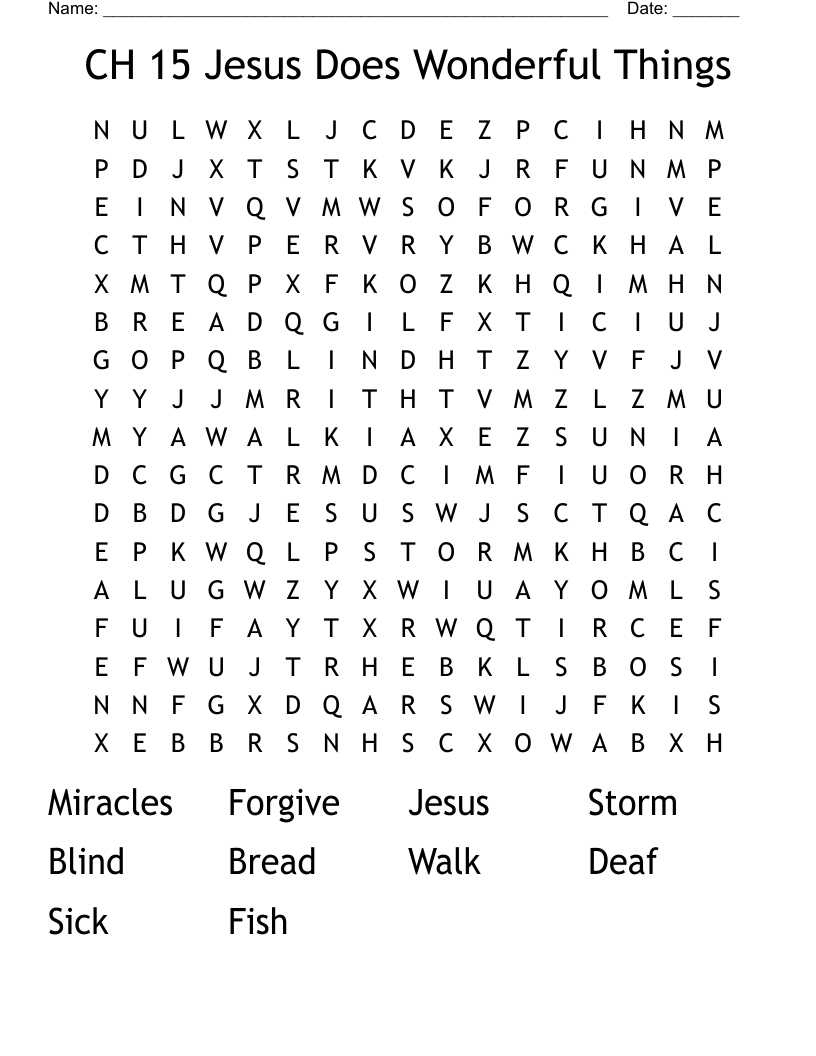 CH 15 Jesus Does Wonderful Things Word Search