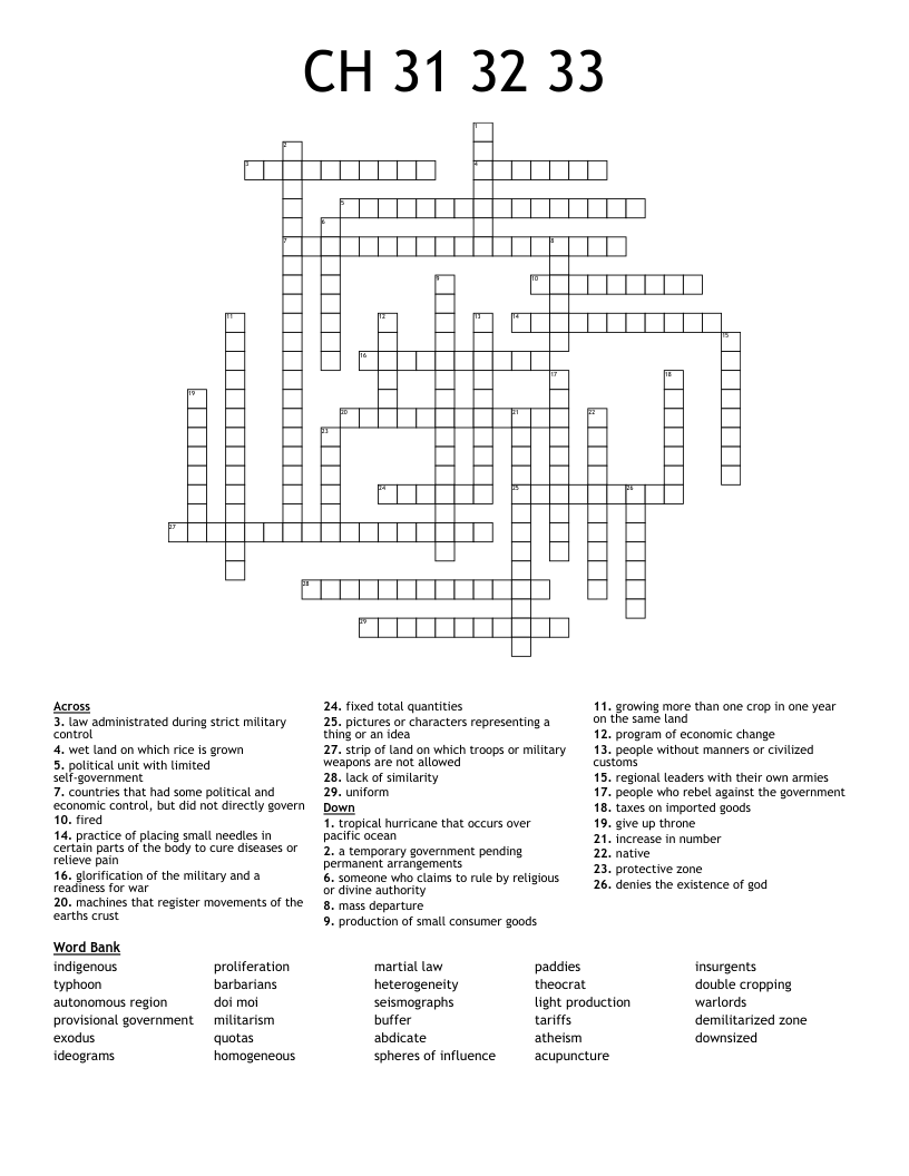CH 31 32 33 Crossword