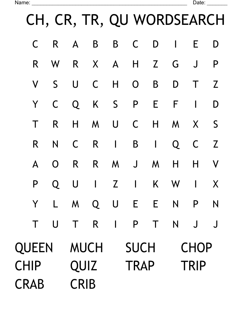 CH, CR, TR, QU WORDSEARCH