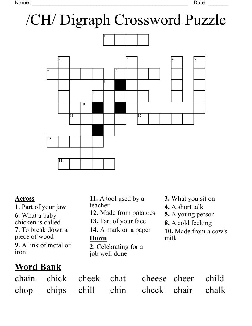 /CH/ Digraph Crossword Puzzle