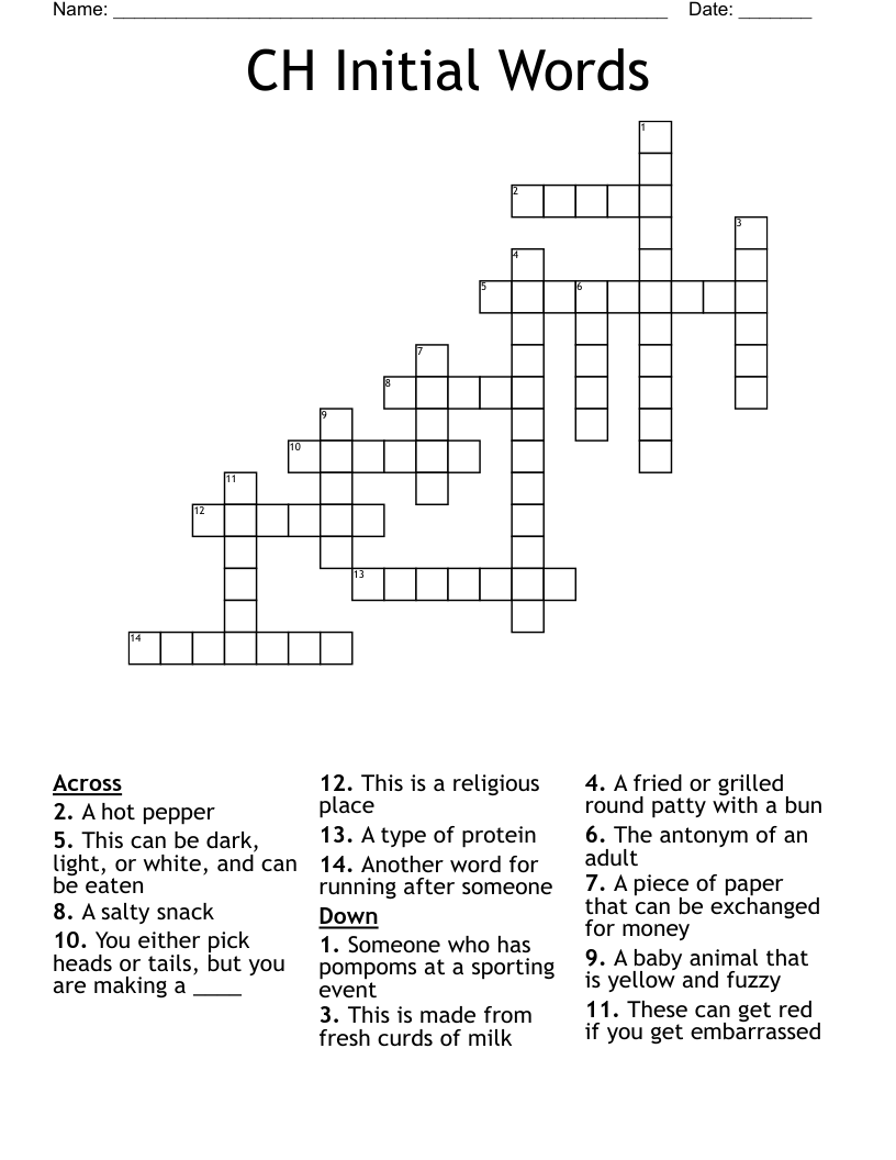 CH Initial Words Crossword
