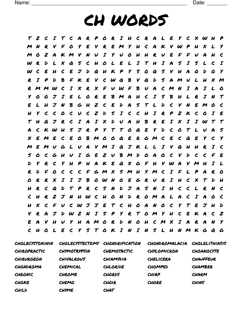CH WORDS Word Search