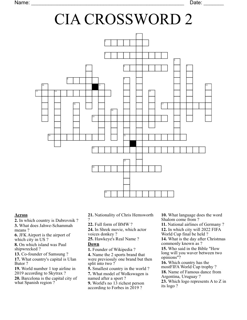 CIA CROSSWORD 2