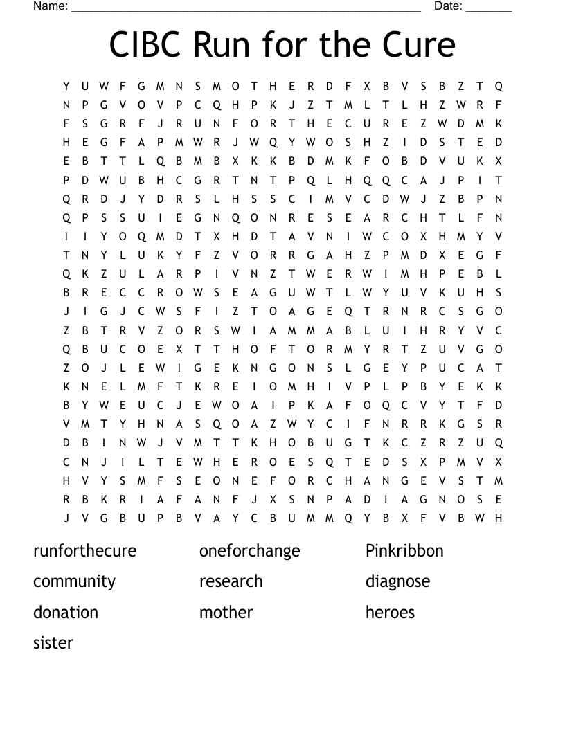 CIBC Run for the Cure Word Search