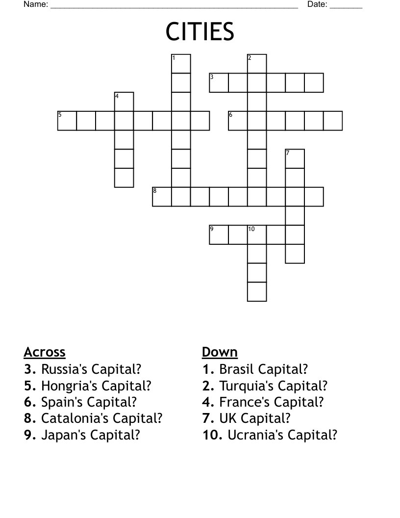 CITIES Crossword