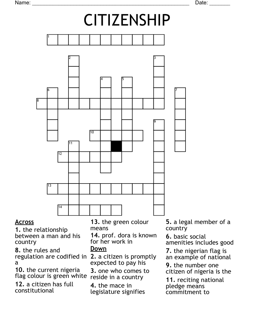 CITIZENSHIP Crossword