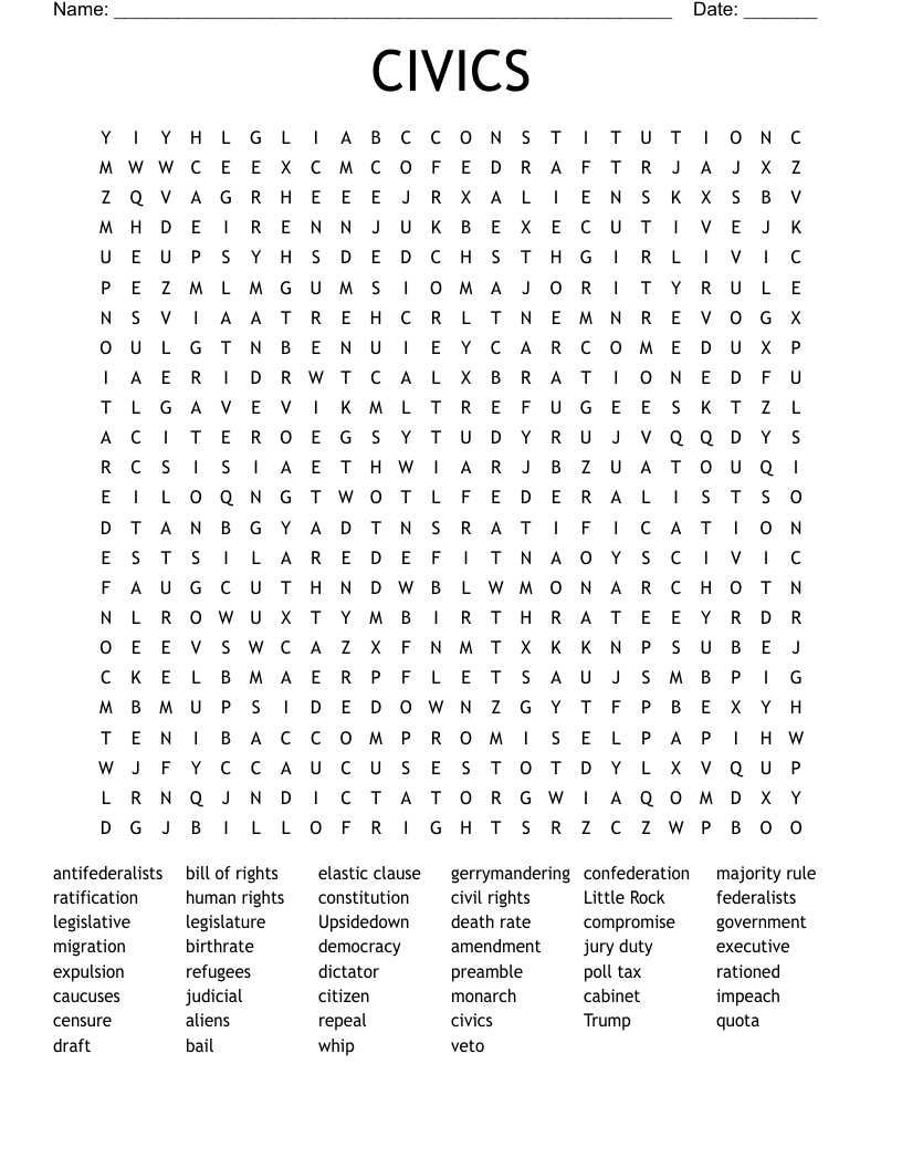 CIVICS Word Search
