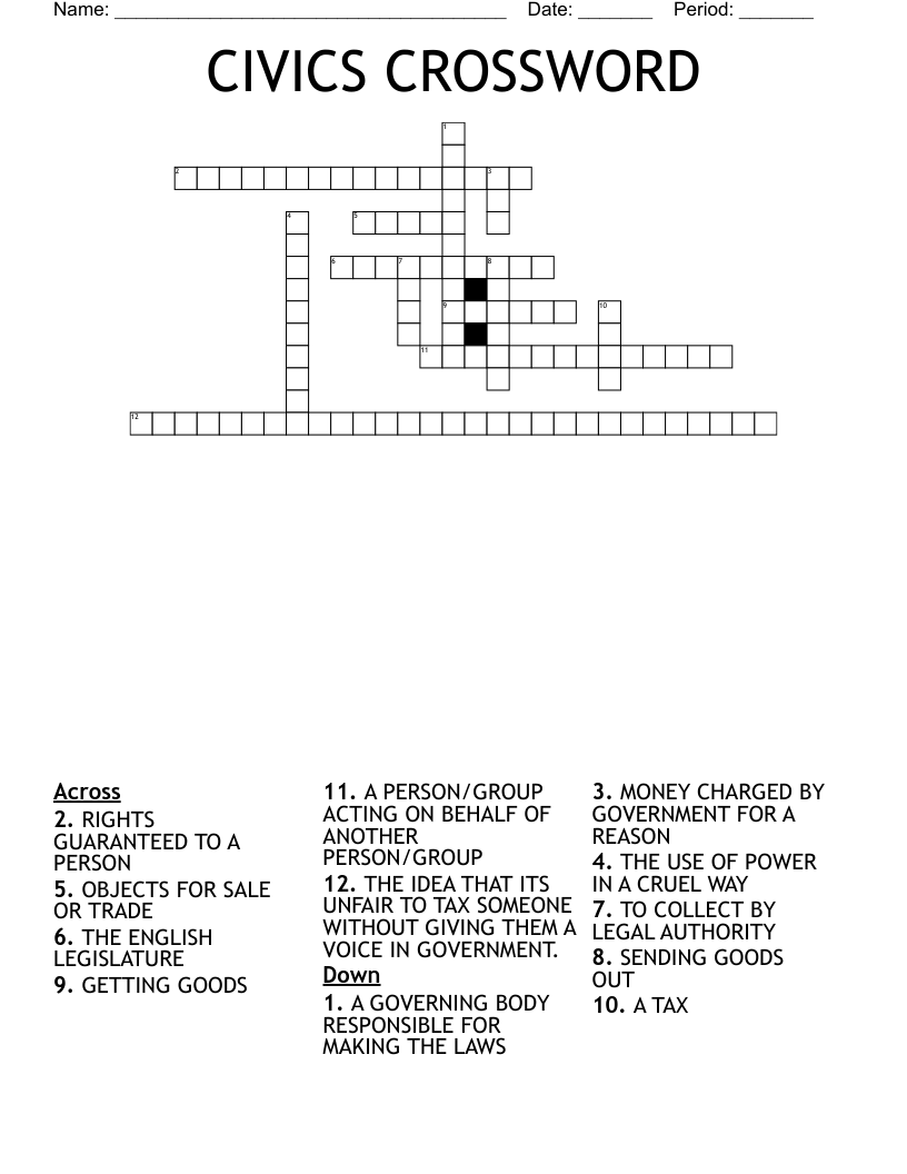 CIVICS CROSSWORD