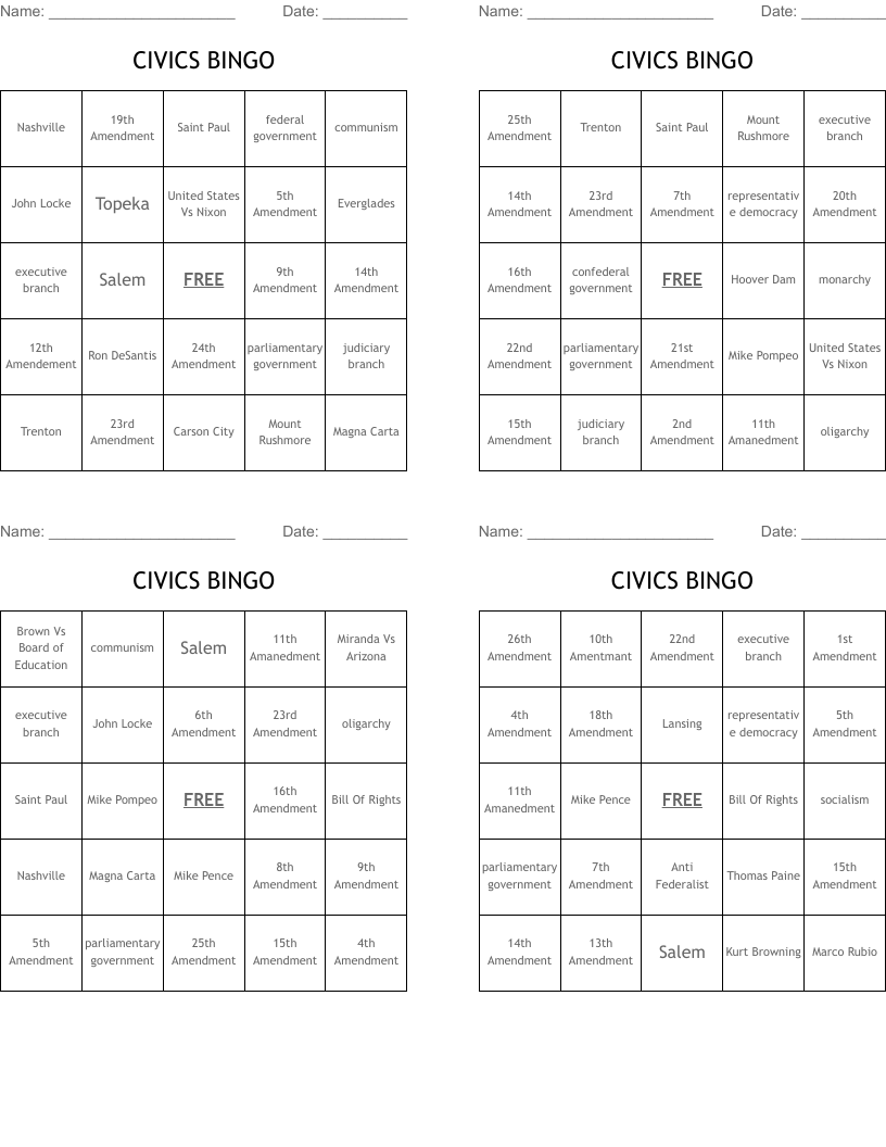 CIVICS    BINGO