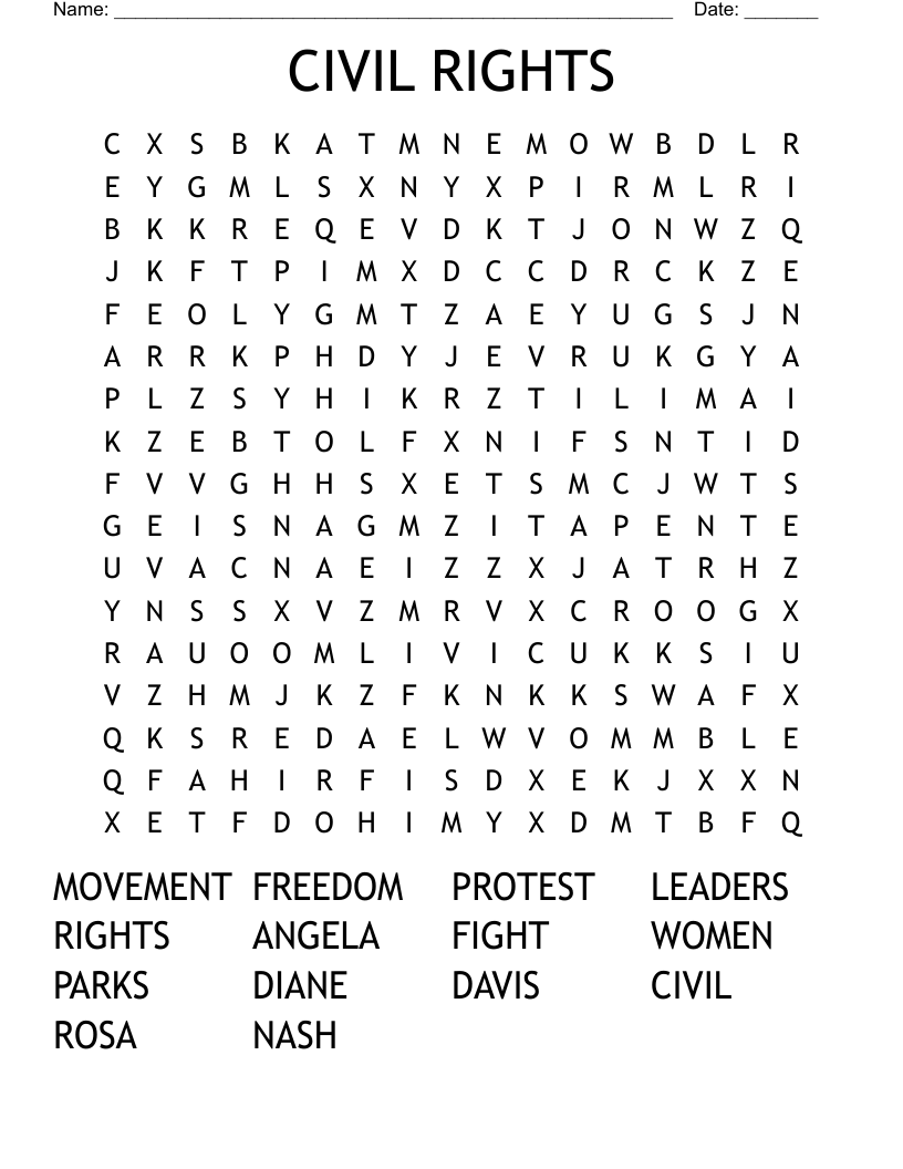 CIVIL RIGHTS Word Search