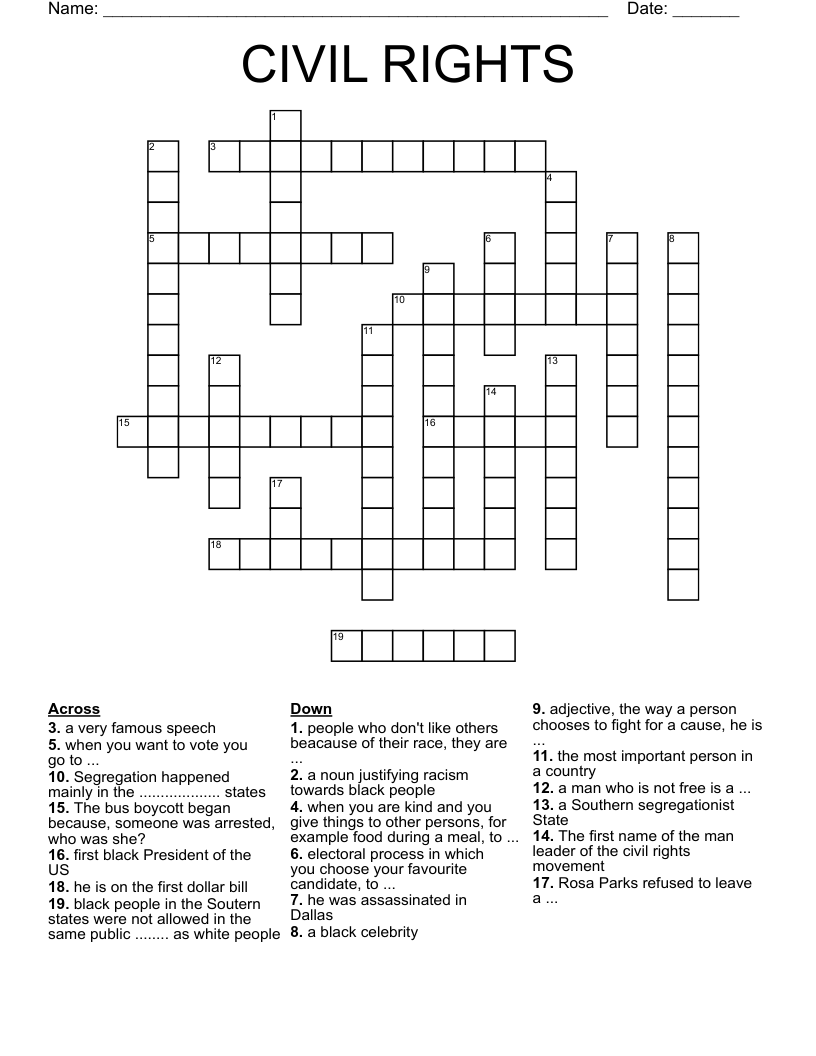 CIVIL RIGHTS Crossword