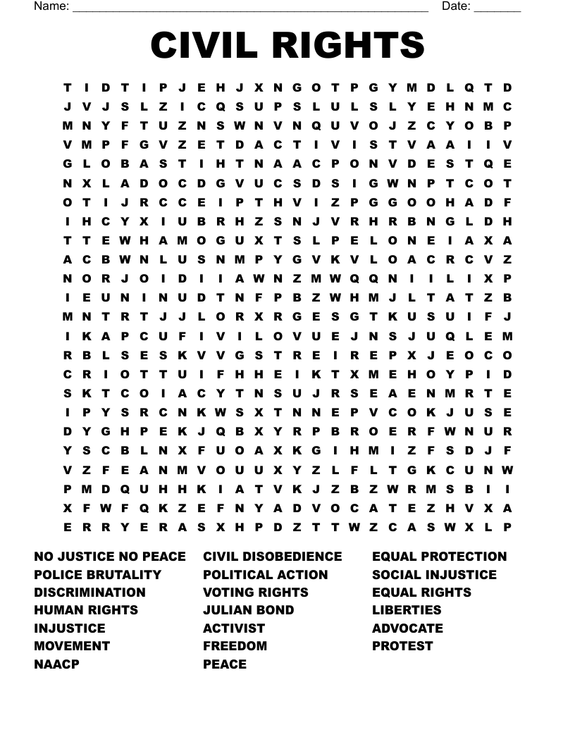 CIVIL RIGHTS  Word Search