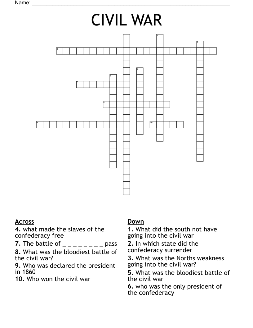 CIVIL WAR Crossword