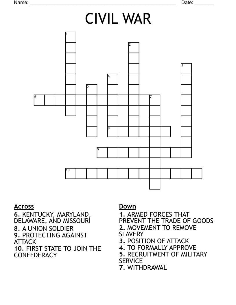 CIVIL WAR  Crossword