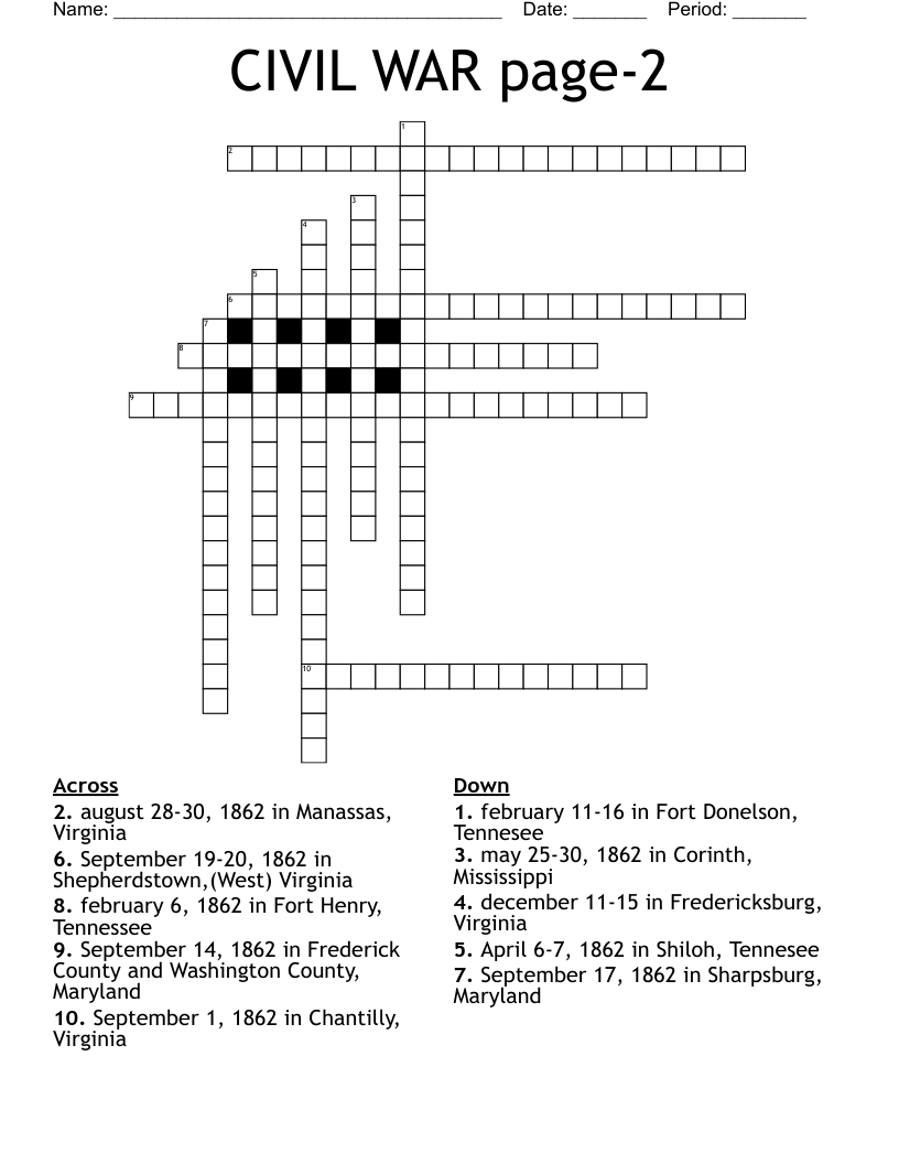 CIVIL WAR page-2 Crossword
