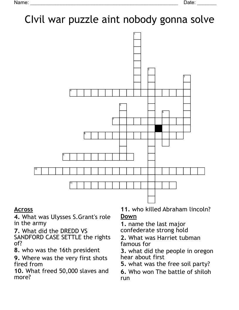 CIvil war puzzle aint nobody gonna solve Crossword