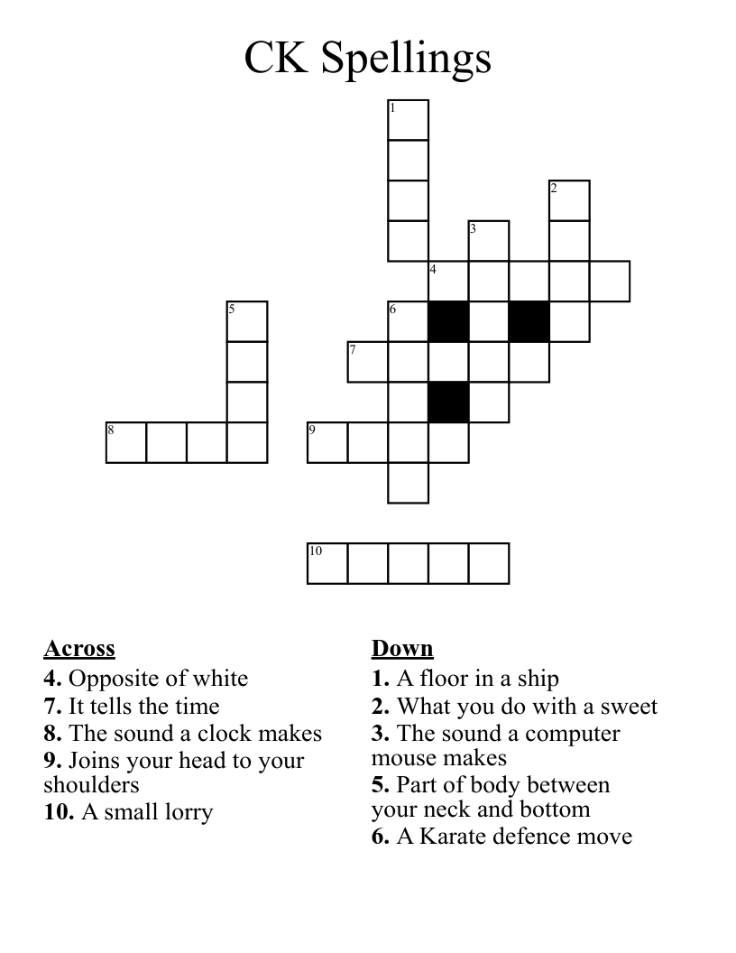 CK Spellings Crossword