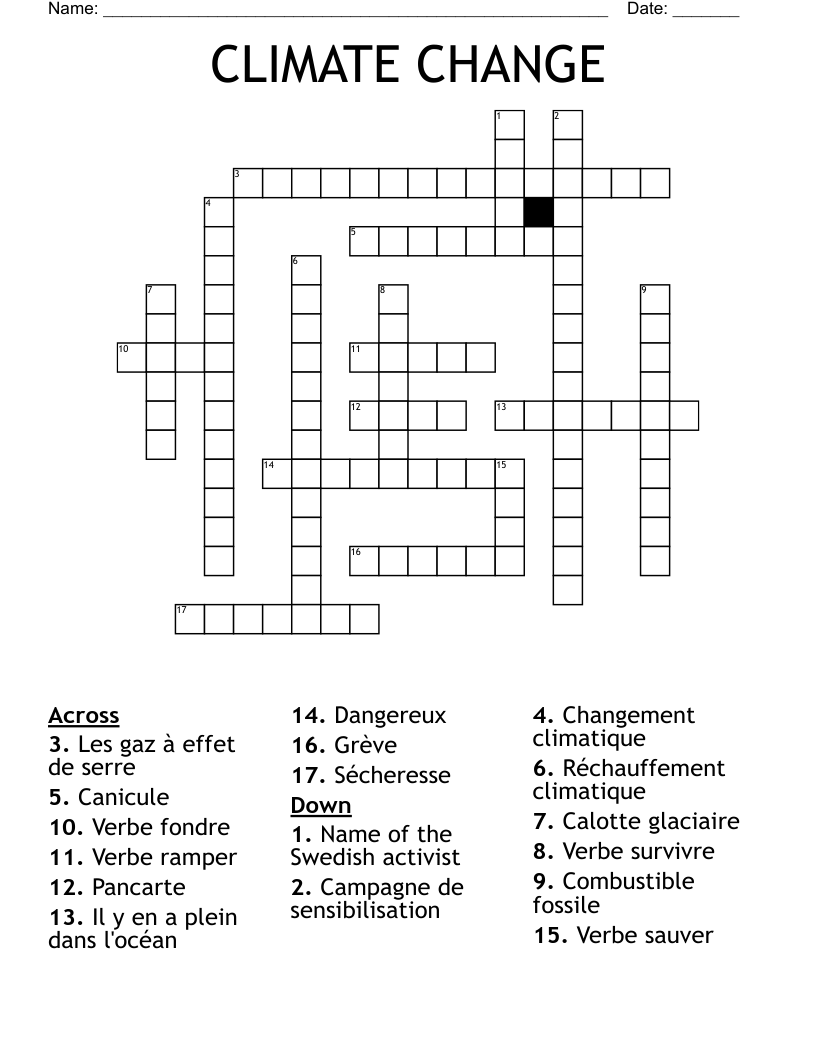 CLIMATE CHANGE Crossword
