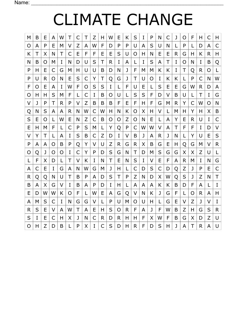 CLIMATE CHANGE Word Search