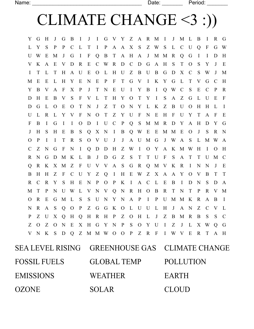 CLIMATE CHANGE <3 :)) Word Search