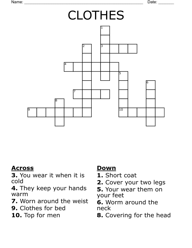 CLOTHES Crossword