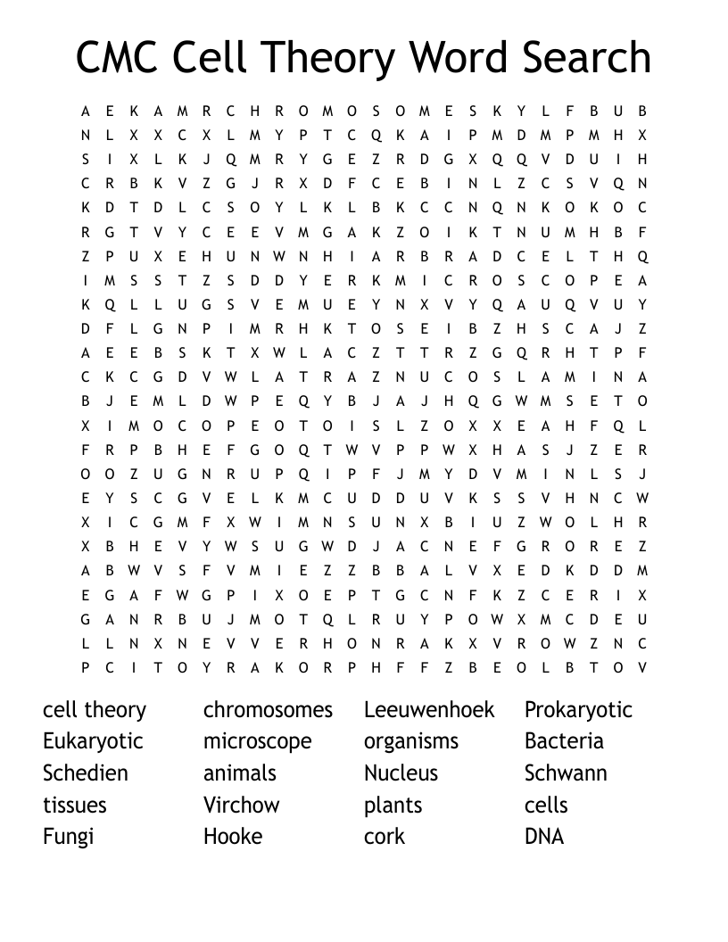 CMC Cell Theory Word Search