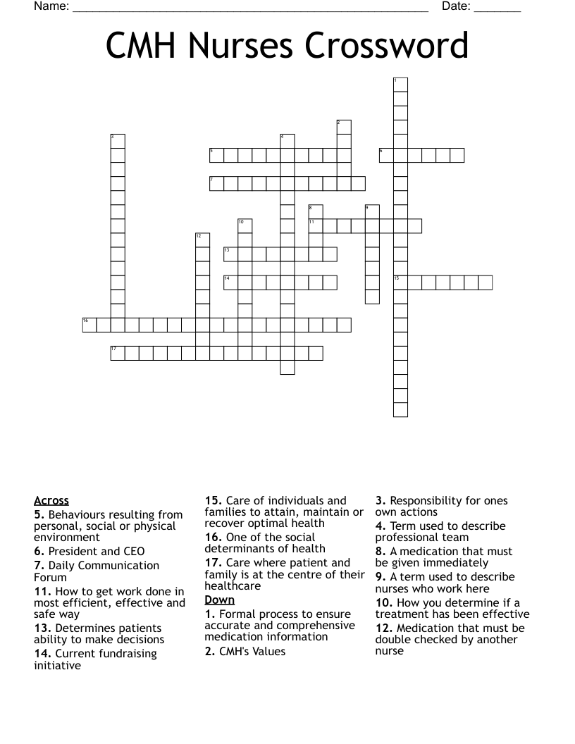 CMH Nurses Crossword