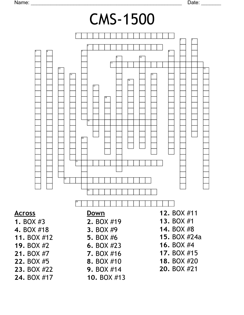 CMS-1500 Crossword