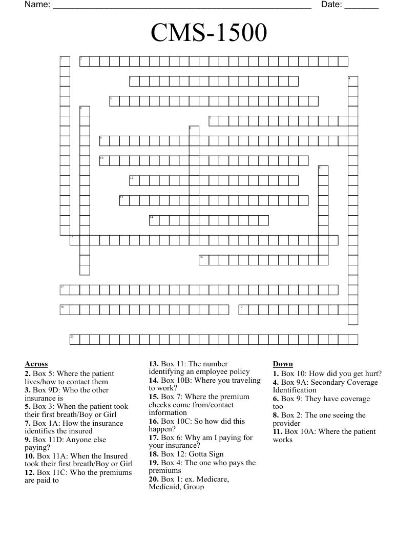 CMS-1500 Crossword