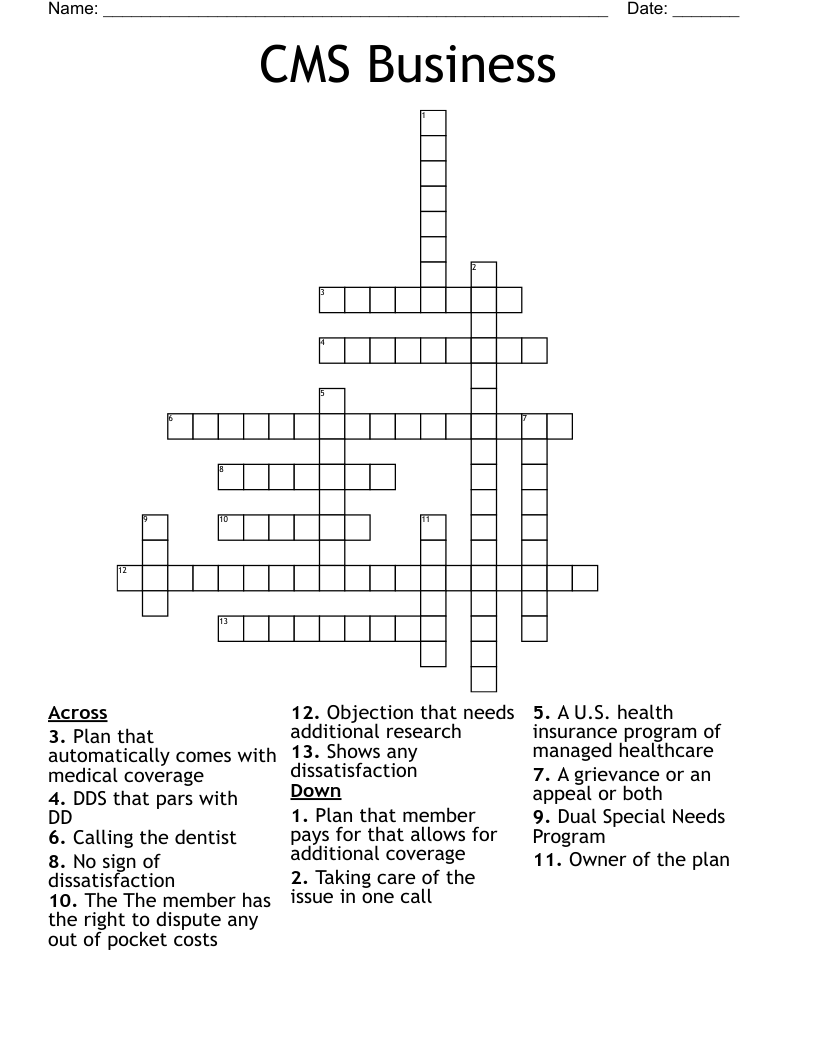CMS Business  Crossword