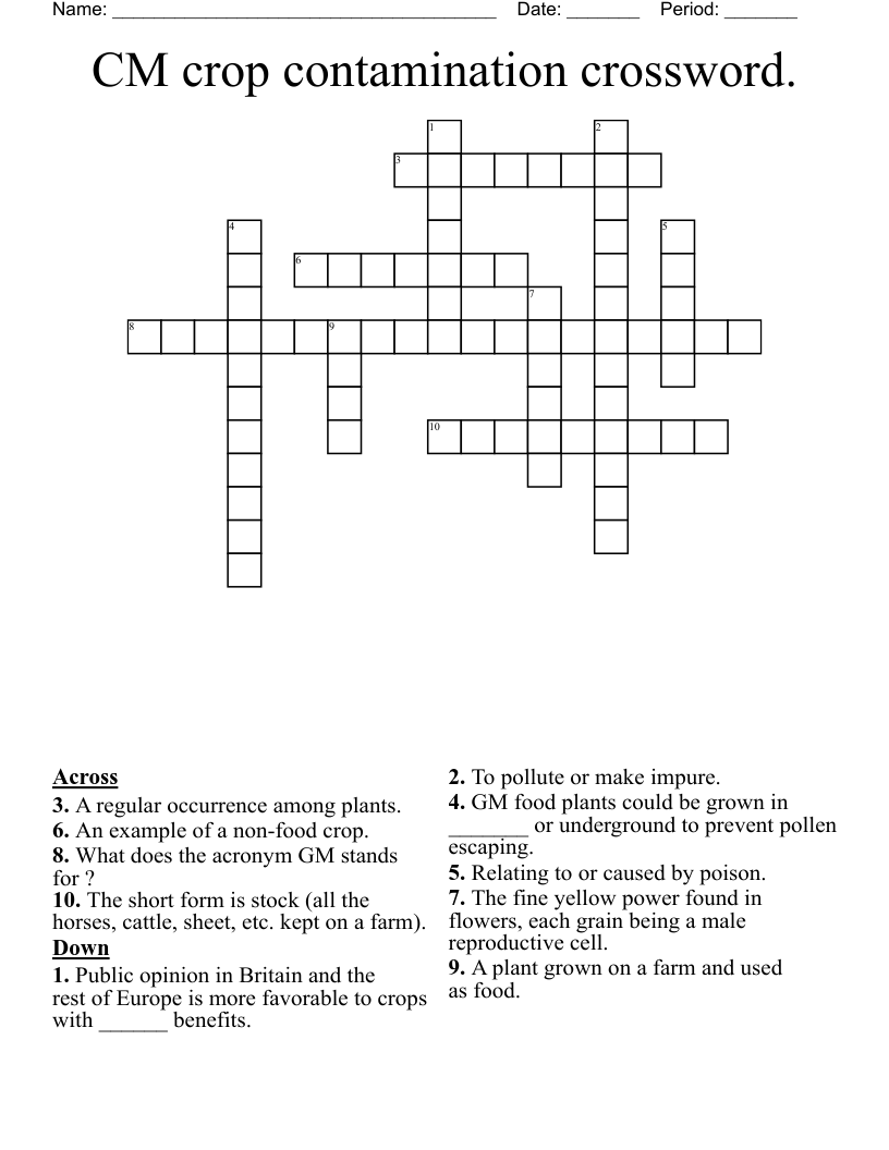 CM crop contamination crossword.