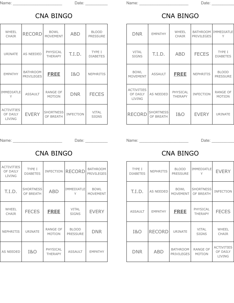CNA BINGO
