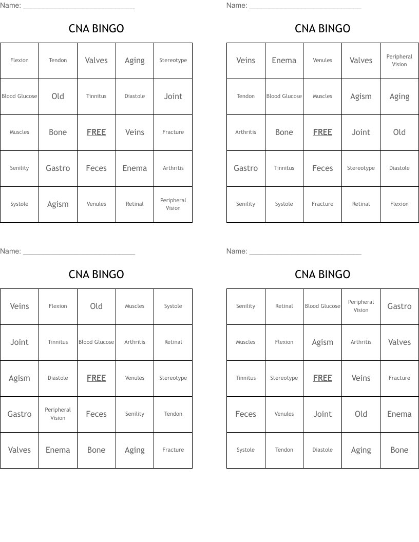 CNA BINGO
