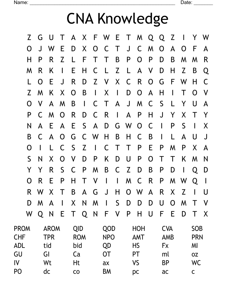 CNA Knowledge Word Search