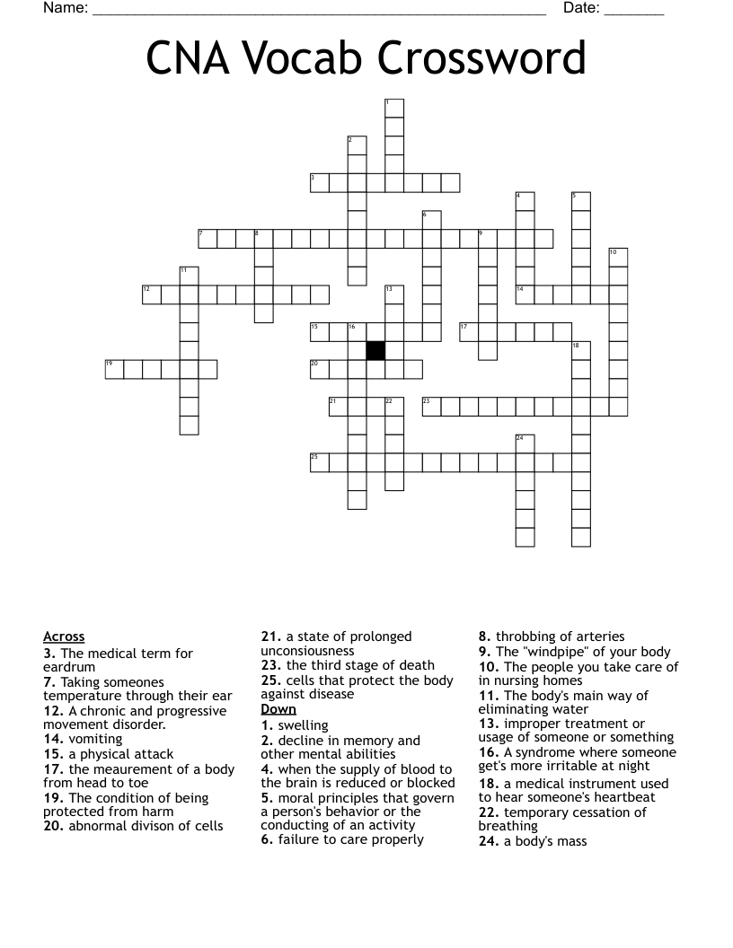 CNA Vocab Crossword