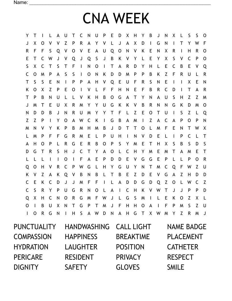 CNA WEEK Word Search