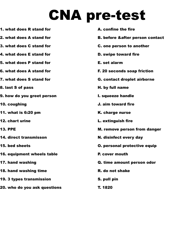 CNA  pre-test
