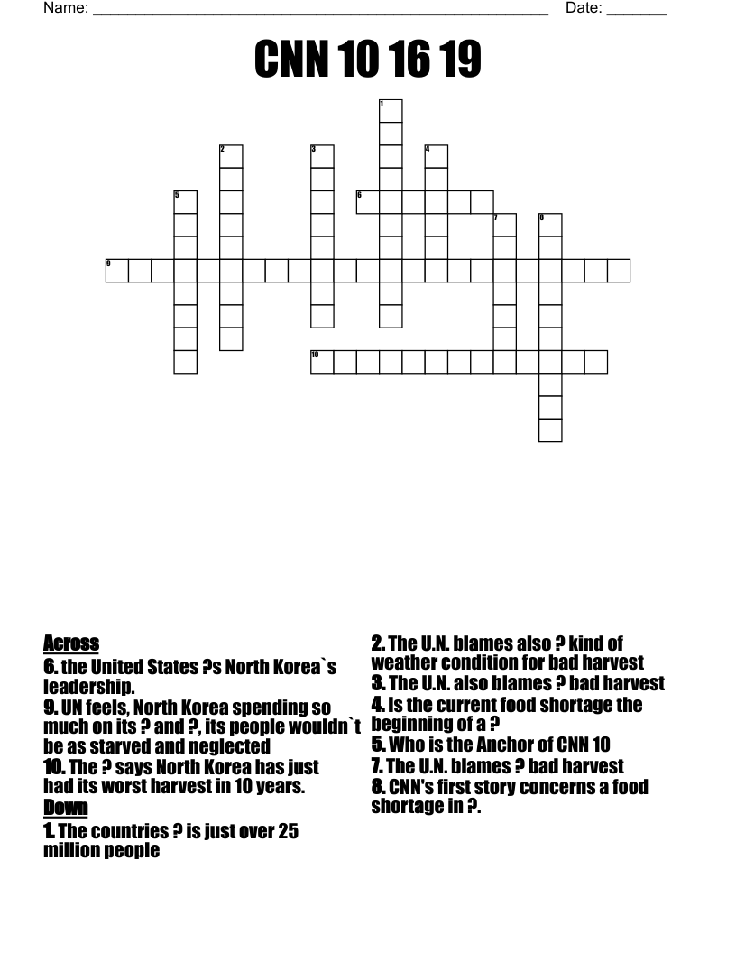 CNN 10 16 19 Crossword
