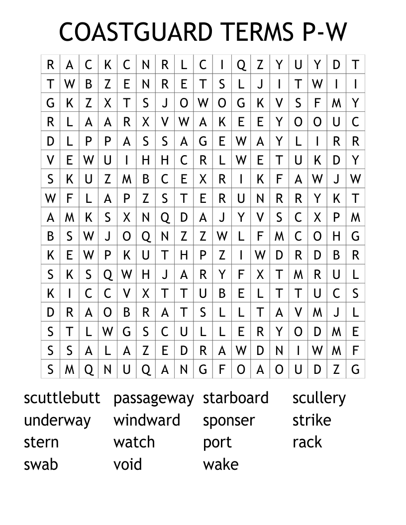 COASTGUARD TERMS P-W Word Search