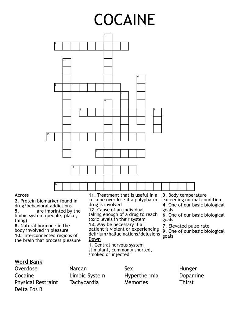 COCAINE Crossword
