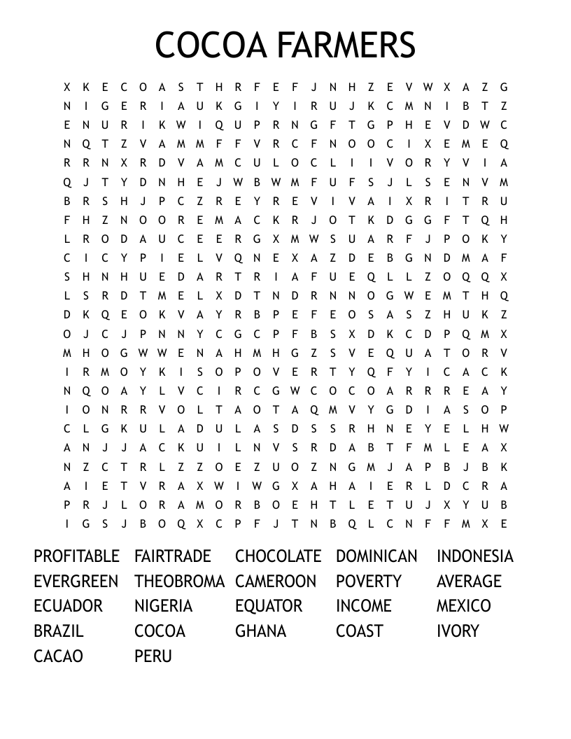COCOA FARMERS Word Search