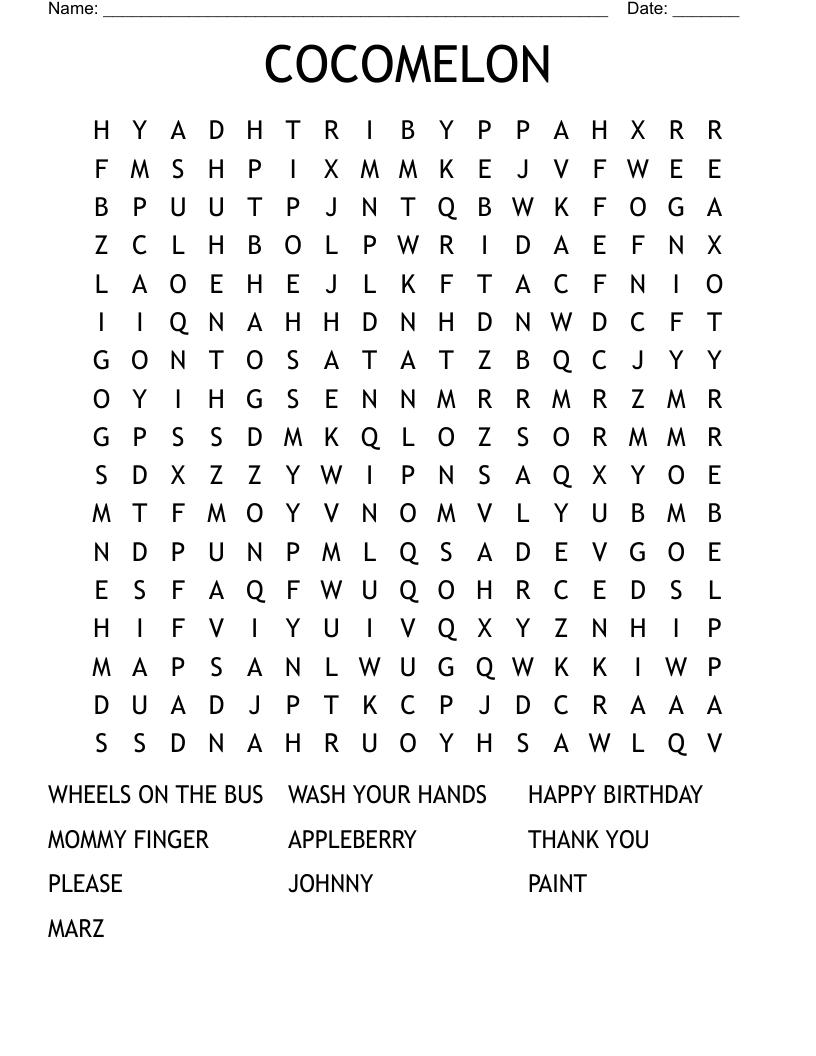 COCOMELON Word Search