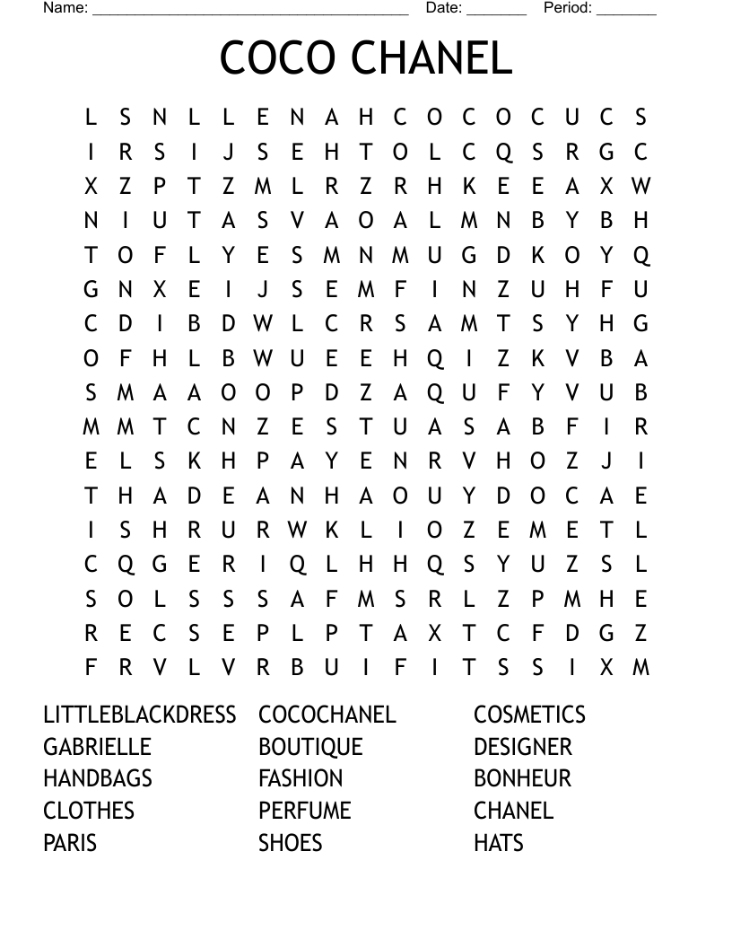 COCO CHANEL Word Search