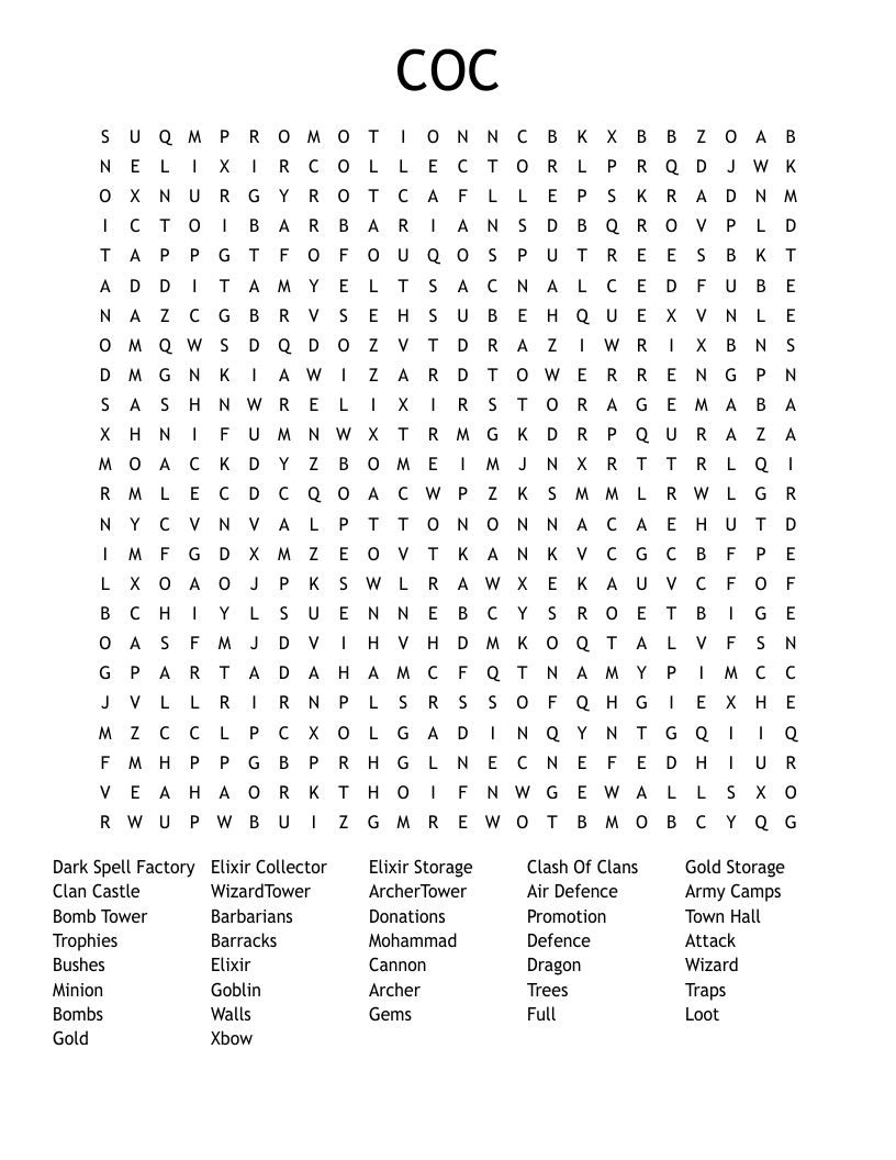 COC Word Search