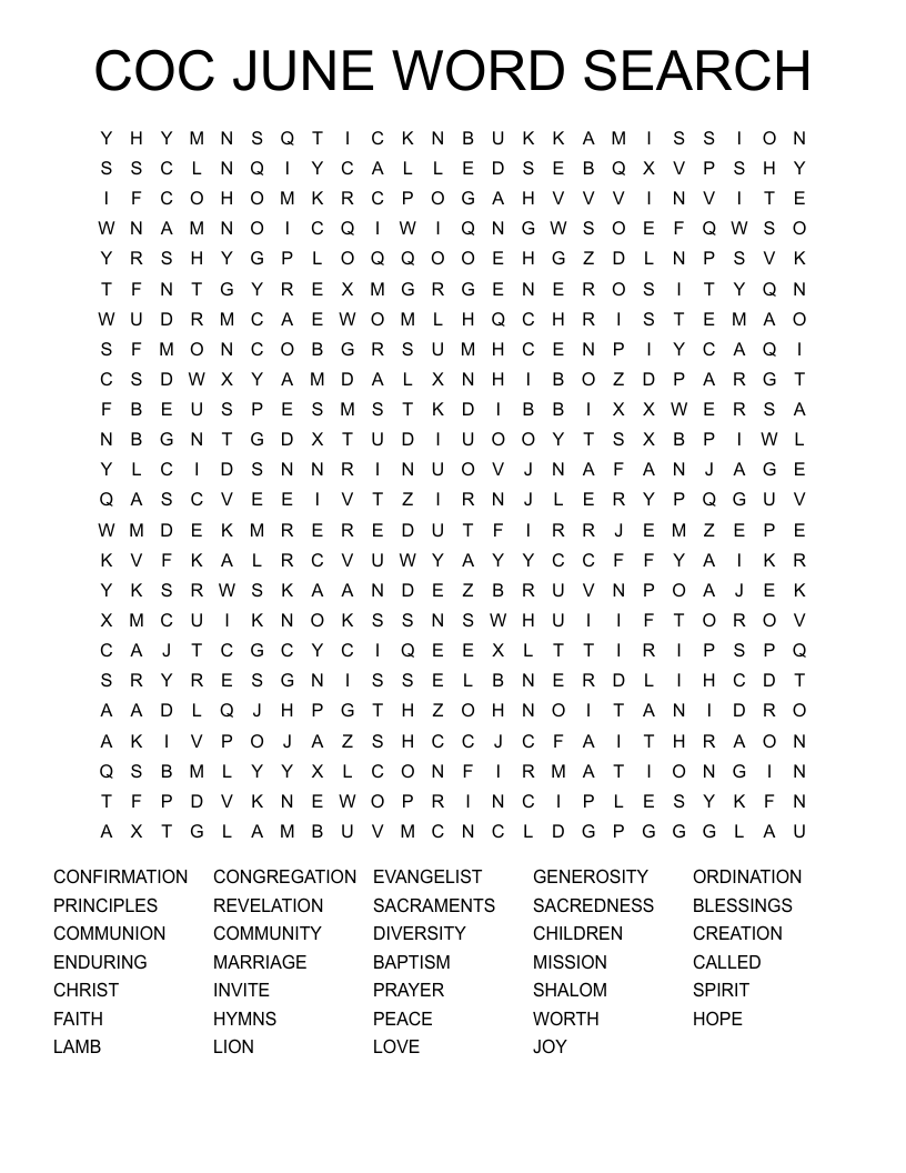 COC JUNE WORD SEARCH