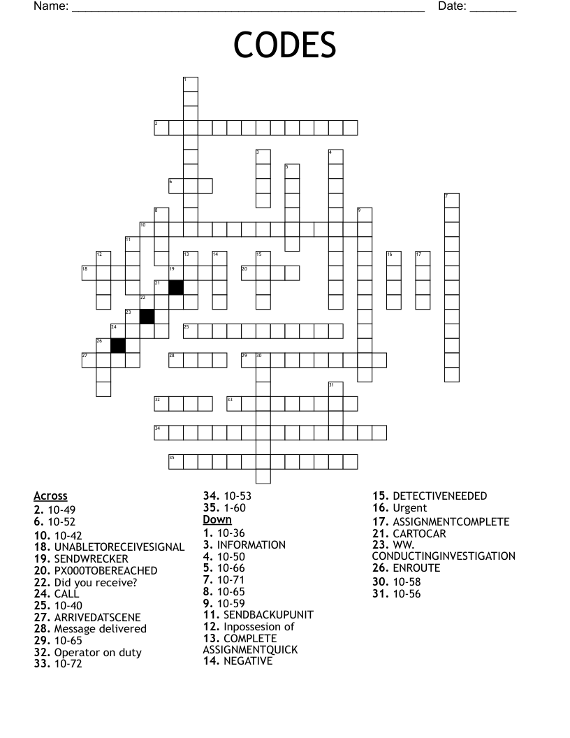 CODES Crossword