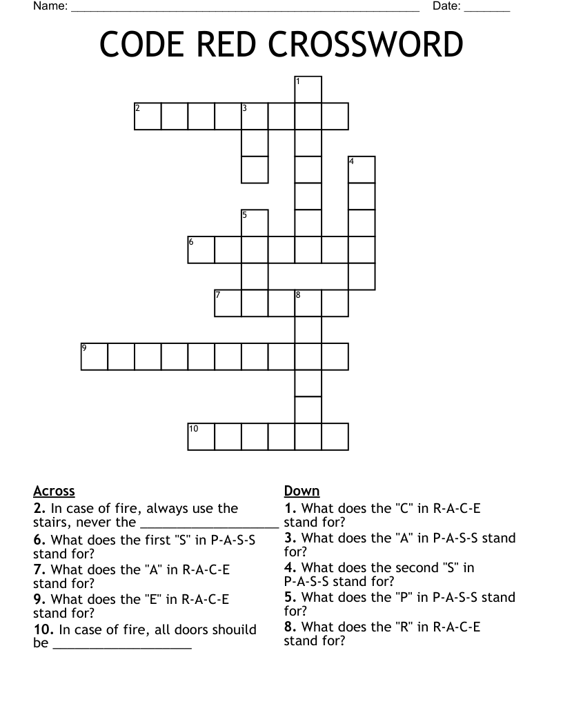 CODE RED CROSSWORD