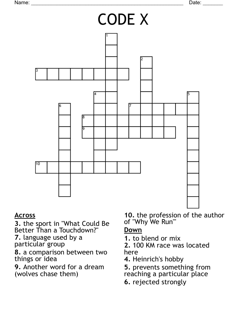 CODE X  Crossword